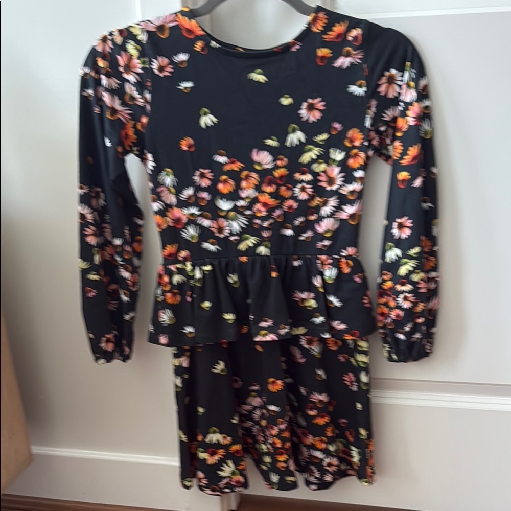 Molo Black Dress with Vibrant Floral Pattern